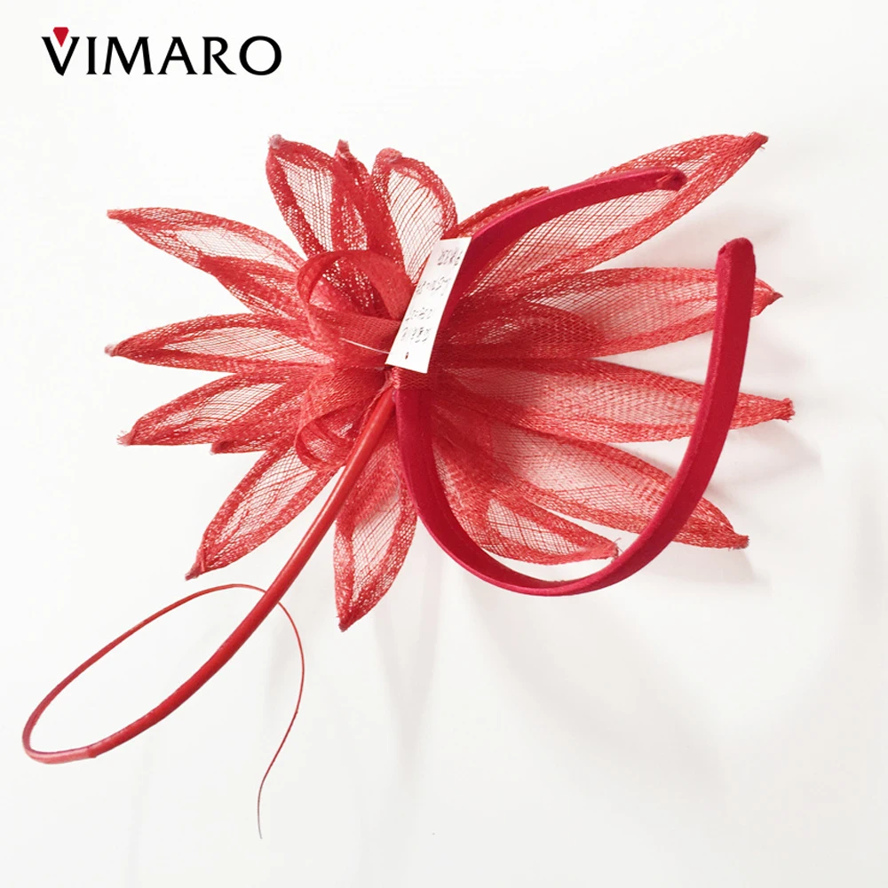 VIMARO Red Sinamay Fascinators for Women Elegant Facinators Hats for Women Wedding and Church Kentucky Derby Hats