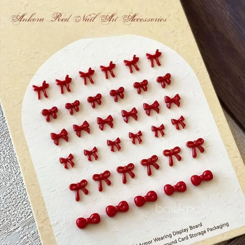 50Pcs Bow Nail Charms, Mini Ribbon Bowknot Resin Nail Decorations Cute Small Ornaments for False Nail Art DIY