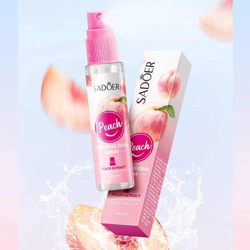 Peach Fresh Mouth 18ML Spray Fresh Breath Eliminate Bad Breath Spray Portable Mouth Spray Oral Odor Treatment Persistent Care