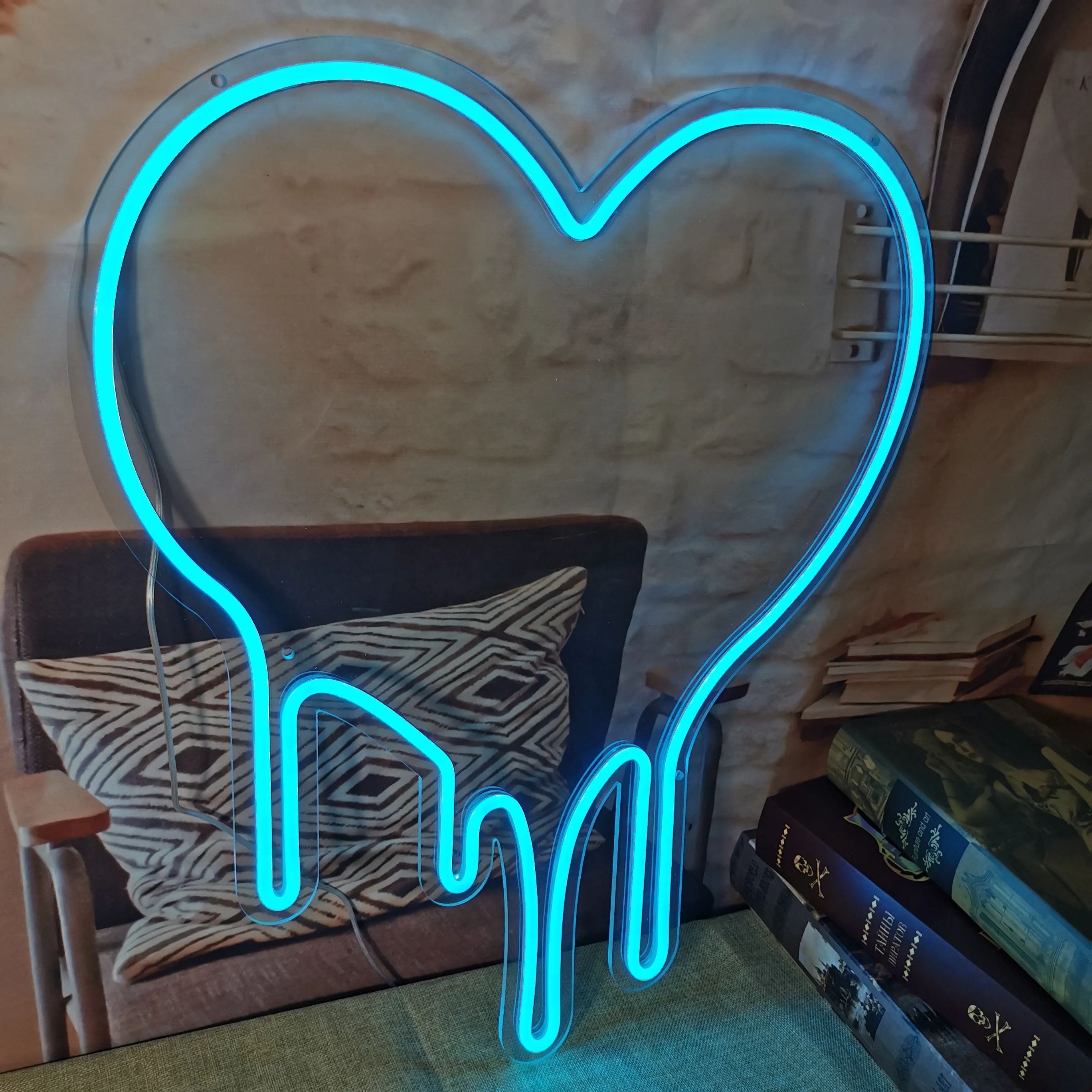 Dripping Heart Led Neon Acrylic Artwork Lips Neon Signs Living Room Bedroom Wall Decor Party Bar Decoration Neon Light