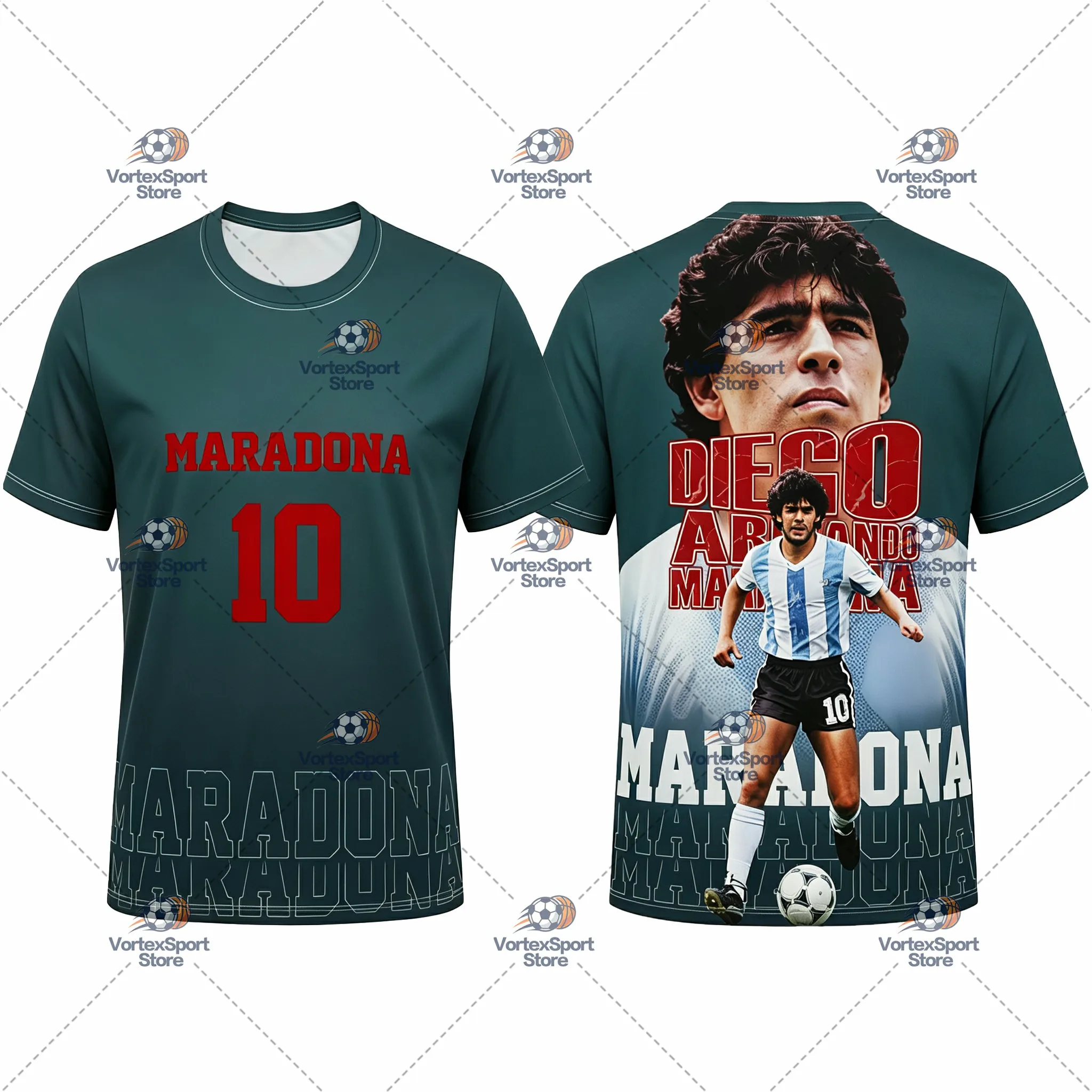 Argentinien Kinder Maradona Nr. 10 Fußball Legendärer Star Schnelltrocknendes T-Shirt Herren Kurzarm O-Ausschnitt Fußball-Trainings-Trikot – Detail 5