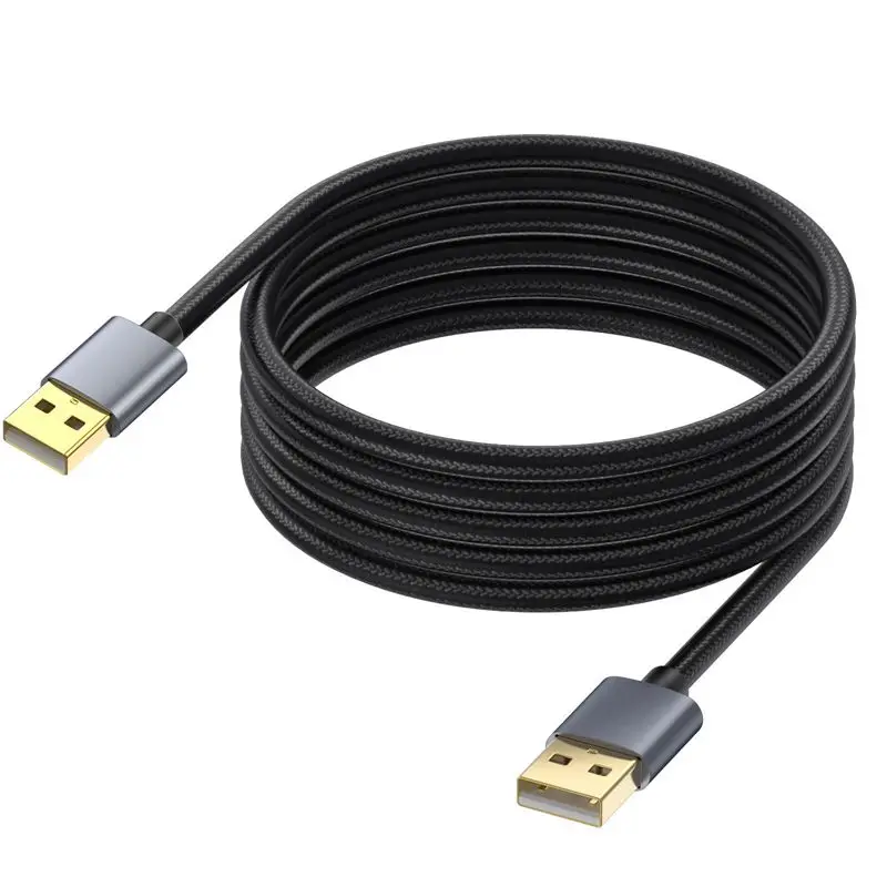 Cable de datos de disco duro macho a macho USB 2,0 tipo A de malla de algodón con carcasa de Metal chapada en oro 480Mbps para cámaras digitales, impresoras, Etc.