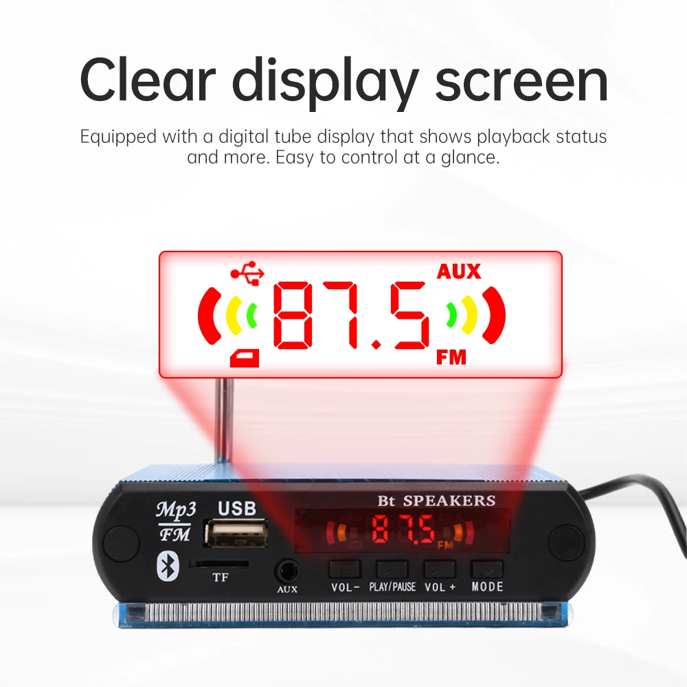 

Плата MP3 декодера 12 В постоянного тока, беспроводная Плата декодера Bluetooth 5,0 с функцией записи, Автомобильный USB MP3-плеер с поддержкой USB/SD/FM/MMC