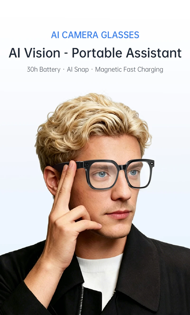 AI Smart Audio-Brille mit 4K HD-Kamera, WLAN-Videoaufzeichnung, Bluetooth-Anruffunktion, mehrsprachiger Übersetzung und tragbarem Smart-Eyewear – Detail 2