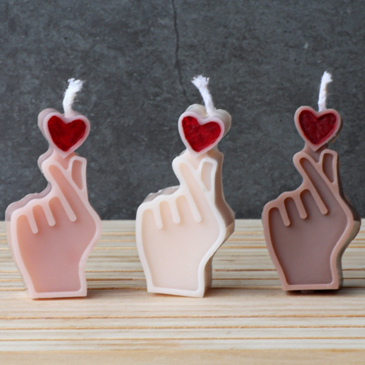 Juego de fabricación de velas de gesto medio de amor creativo, mano humana, corazón, dedo, jabón, molde de silicona de resina, decoración de