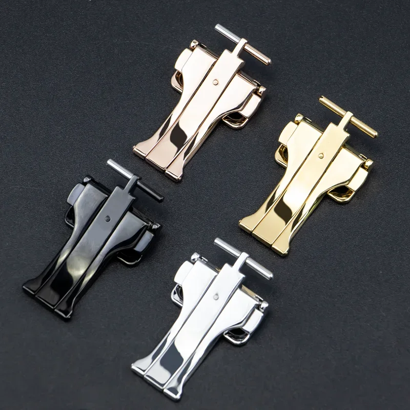 18mm 20mm Watch Strap Metal Folding Buckle Clasp Rebber Wristband Stainless Steel Buckle Automatic Deployment Watch Accessories