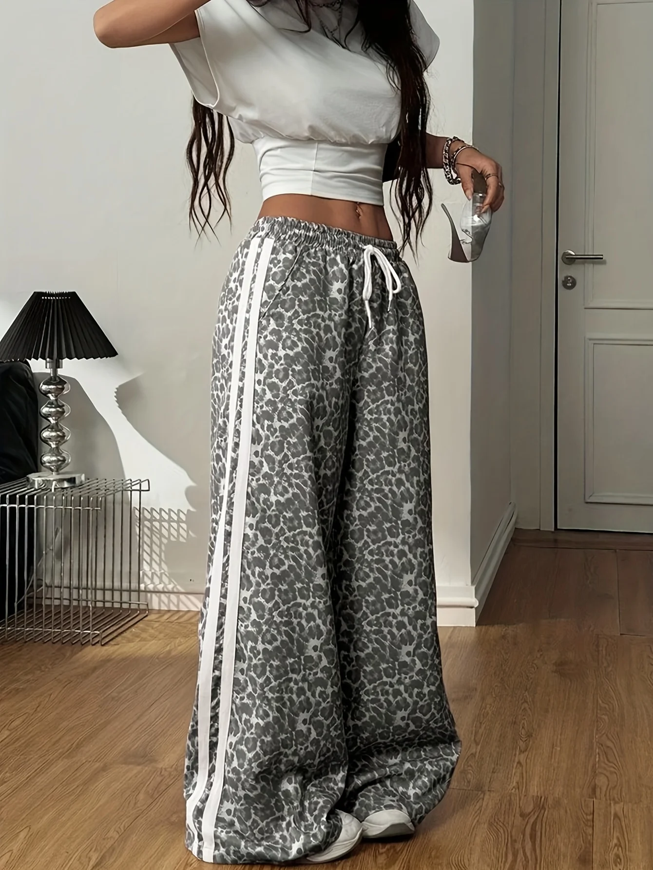 2026 Frühling und Herbst Personalisierte Bedruckte Hosen Y2K Trendige Mode Gestreifte Jersey Damen Kinder Individuelle Sportliche Weite Hosen – Detail 7