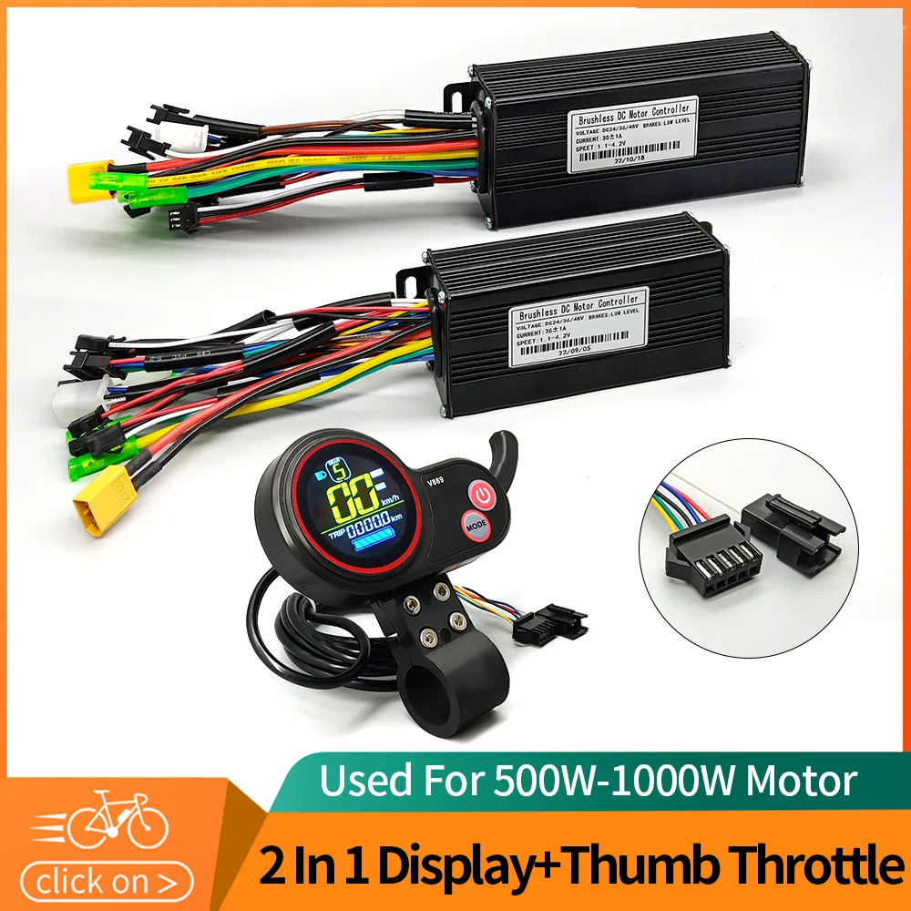 Ebike scooter Sine Wave Controller with V889  LCD Display Use for 24V 36V 48V 250W-1000W Motor Ebike Conversion Parts