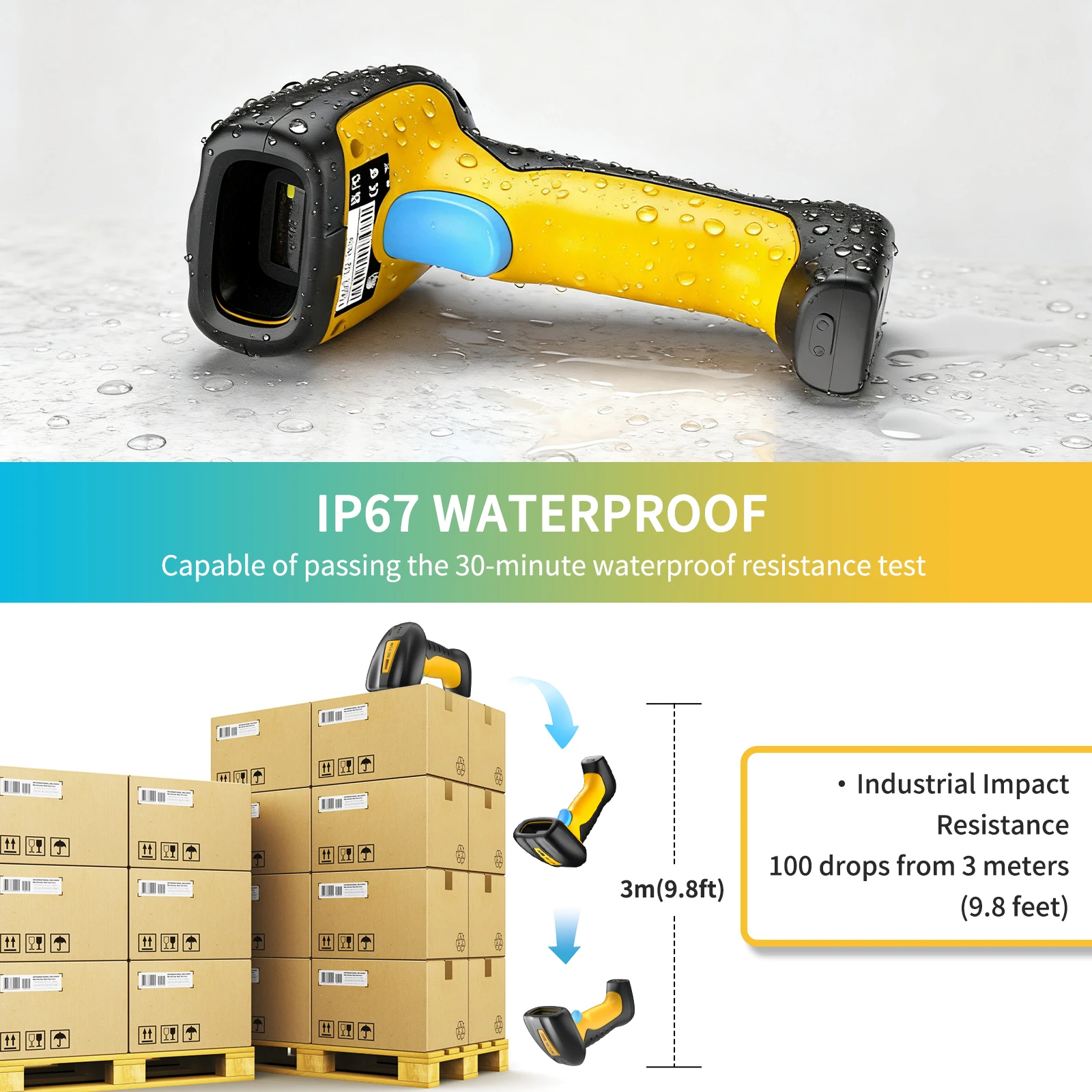 NETUM NT-1698W Handheld Wirelress Barcode Scanner AND NT-1228BL Bluetooth 1D/2D QR Bar Code Reader PDF417 for IOS Android IPAD