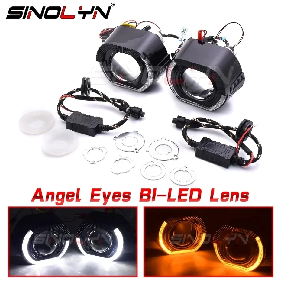 

2.5 Inch Bi LED Projector Lenses For Headlight H7 LED H4 H1 H11 9005 9006 Angel Eyes Turn Signal Headlight Car Lights Upgrade