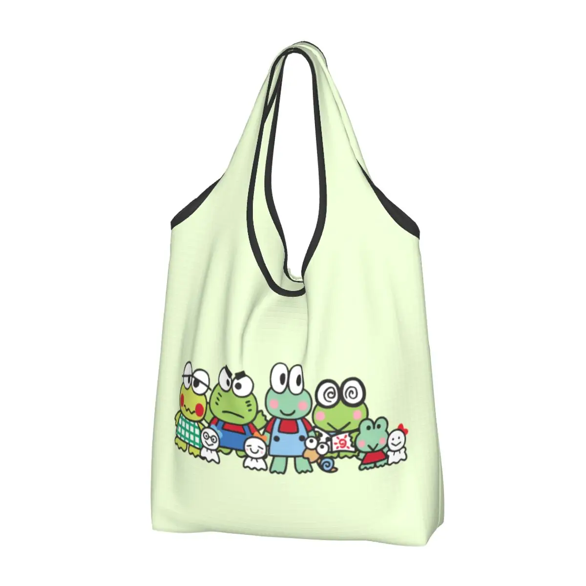Keroppi-bolsas de compras personalizadas de dibujos animados para mujer, bolsos de gran capacidad, portátiles, para comestibles, rana de ojos grandes, Anime
