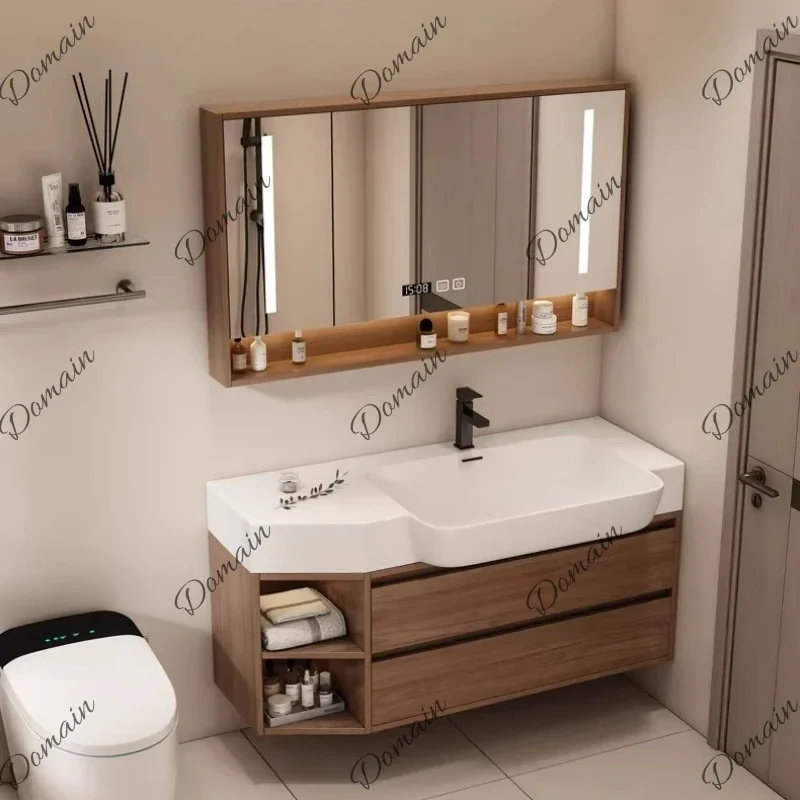 DWE Design Light Bathroom Cabinet Complete Set Unique Space Saving Bathroom Mirror Cabinet Shelf Display Mobile Da Bagno Furnitu