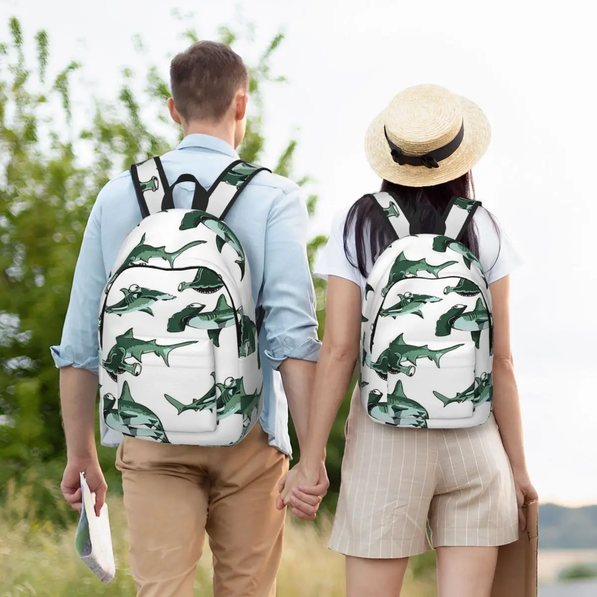 Hammerhead Shark Pattern Student Backpack School Bag Hiking Travel Daypack for Boys Girls Fashion Bookbag Shoulder Bags