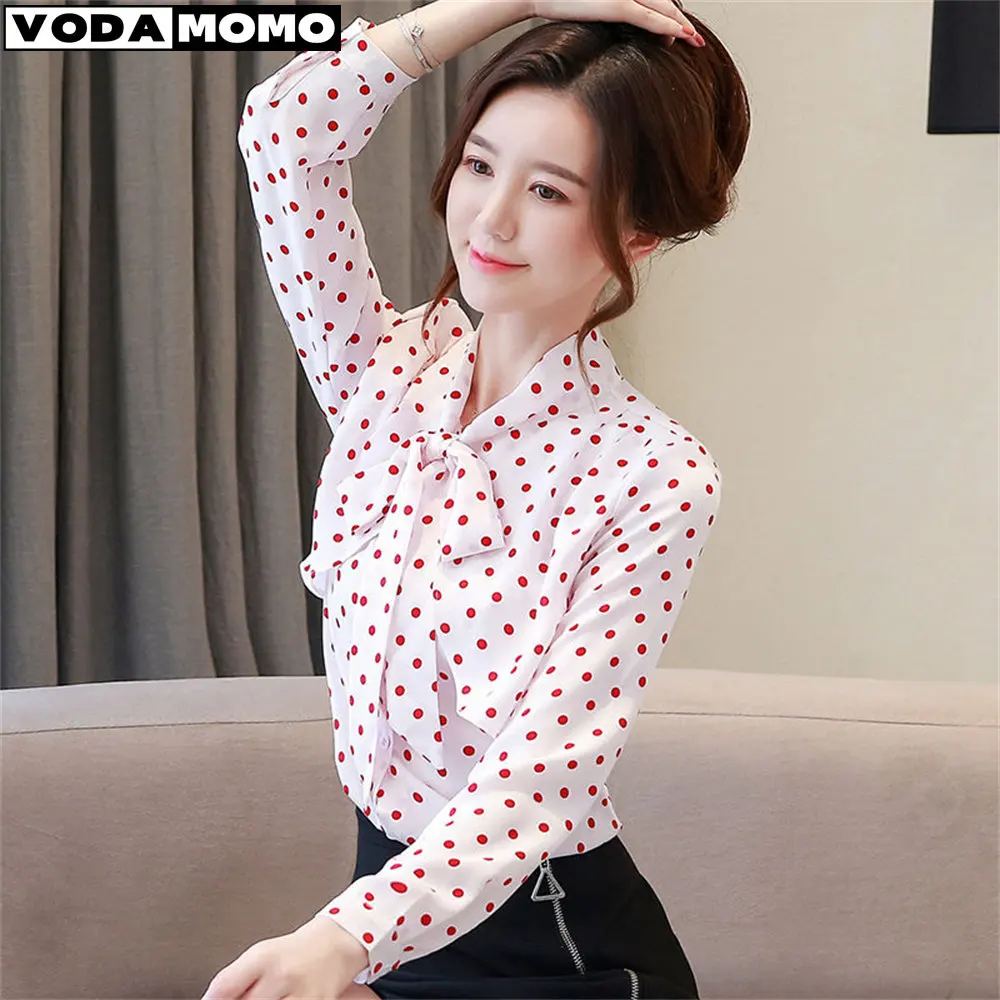 Elegant summer blouse Women blouses Chiffon Women\'s shirt Long Sleeve Shirts Streetwear Office Lady Heart Print Tops