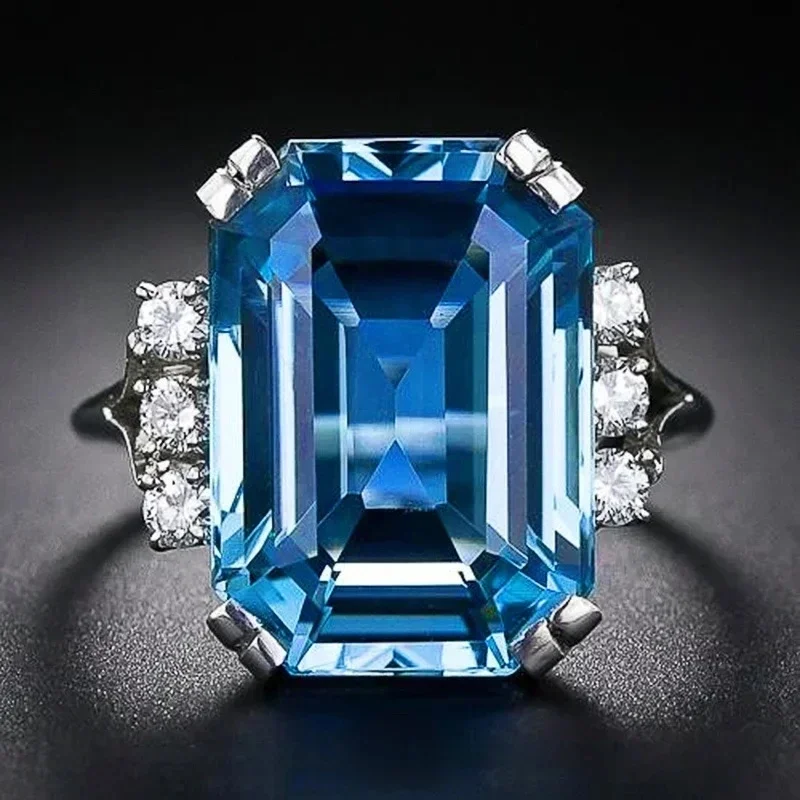 2025 فاخر بسيط كبير مستطيل حلقات زركونيا للنساء جودة عالية موضة مجوهرات حفلات الزفاف هدية عيد الحب الساخن