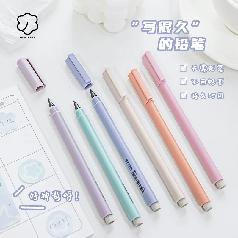 

1 Piece Eternal Pencil Simplicity Creative Durable Stationery Pencil Black Ink No Sharpened Pencil School Supplies Girl Gift