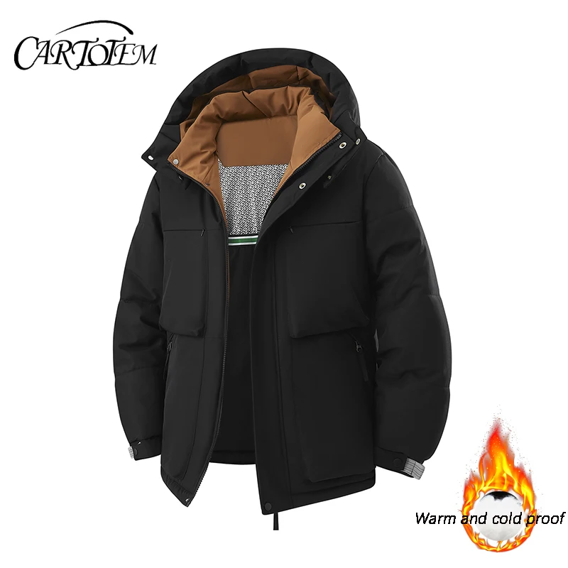 

Men's hooded cold resistant short jacket autumn and winter outdoor sports warm cotton jacket casual and fashionable jacket