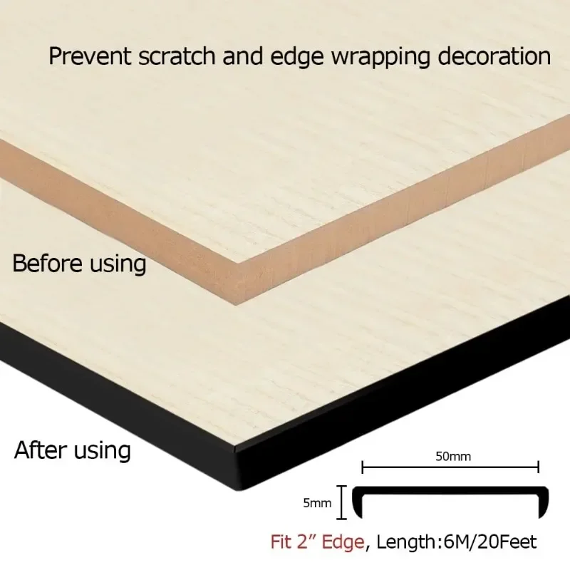 1M U Shape Edge Banding Self-Adhesive Edge Protector For Veneer Furniture Edging Trim Cabinet Table Repair Restoration