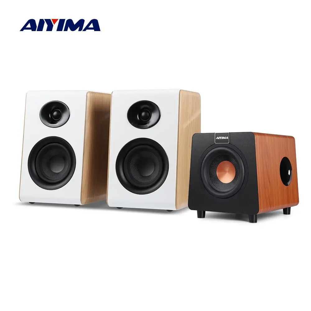 AIYIMA 2.1 Kanaals Bluetooth Speaker + 800X Subwoofer Hifi Home Sound Theater Houten Luidsprekers Combinatie DIY Boekenplank Luidsprekers