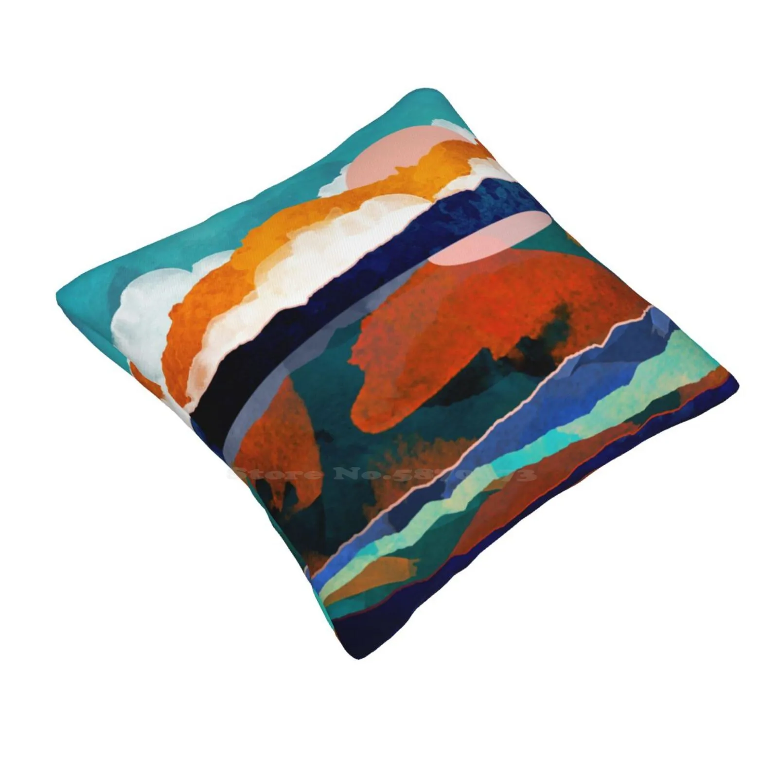 Fallscape Pillow Cover Hug Pillowcase Fall Landscape Mountains Hills Reflection Autumn Season Red Orange Blue Purple Mint Teal