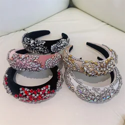 Shiny Crystal Padded Hairbands Black White Rhinestone Baroque Headbands for Women Fashion Wedding Hair Accessories Wholesale