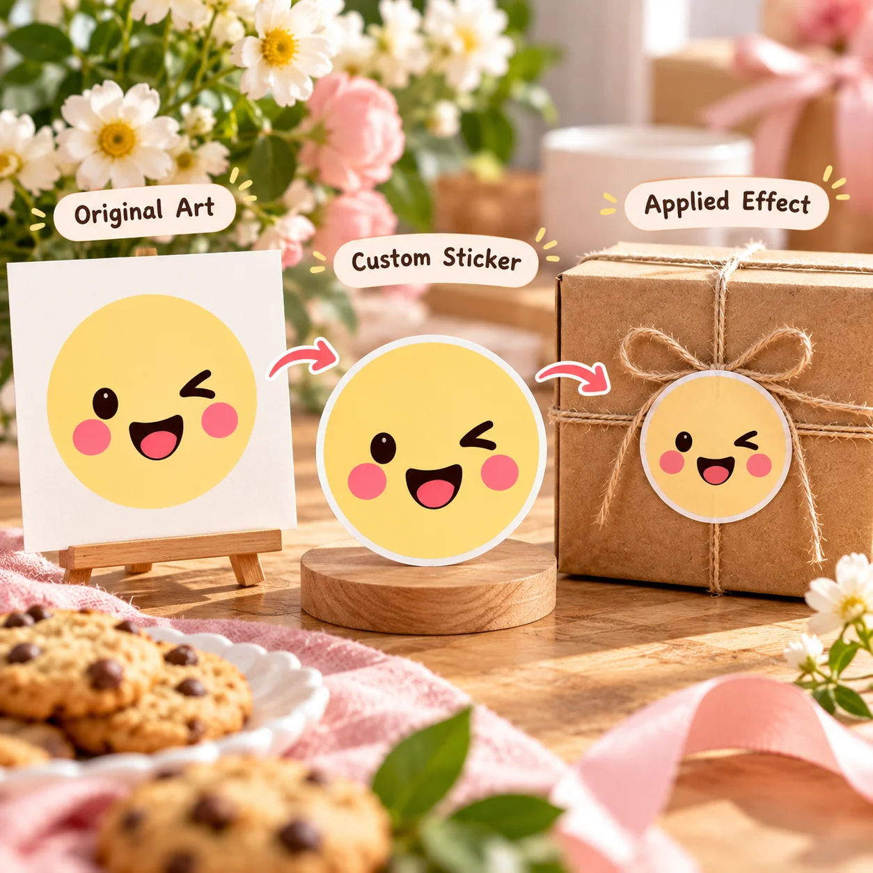 Custom Round Stickers Personalized Emoji Self Adhesive Labels Waterproof Vinyl for Scrapbook Journaling Sticker