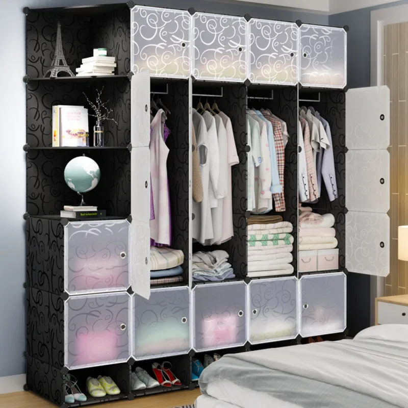 Plastic Wardrobes Thick Steel Pipe Storage Locker for Home Sleek Design Efficient Space Organizer Contemporary Home Furniture