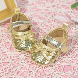 New Baby Shoes Baby Girl Shoes Bling Princess Gold toddler Shoes Anti-slip Flat Rubber Sole Newborns First Walkers Infant Shoes