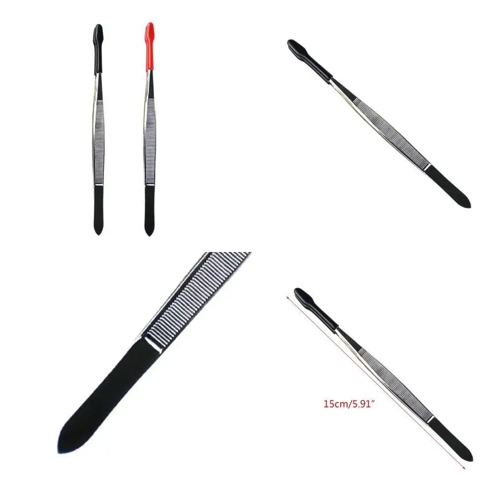 

652F Stamp Tweezers Stainless Steel Tweezers Flat Tip Tweezers Coin Tweezers for Lab