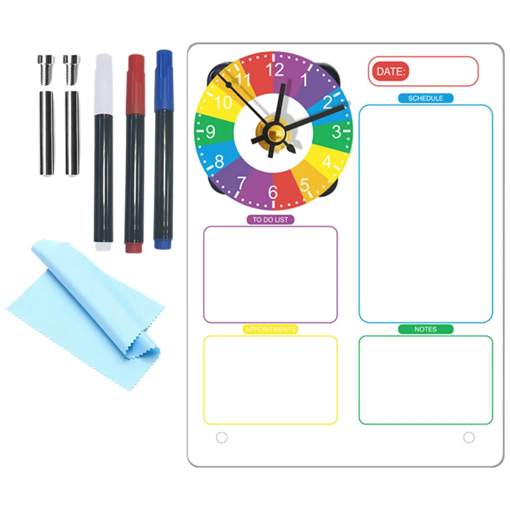 

1Set Acrylic Memo Board Transparent Writing Desk Dry Erase Planner Board Clock Desktop Acrylic Whiteboard Dry Erase Table