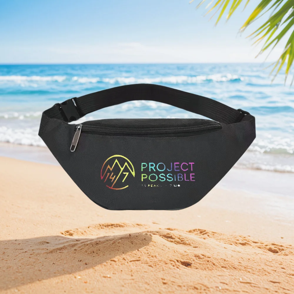 

Project Possible Mountain Logo Design Waist Backpack Crossbody Chest Bag Street Casual Sporty Fashionable Simple Unique Printed