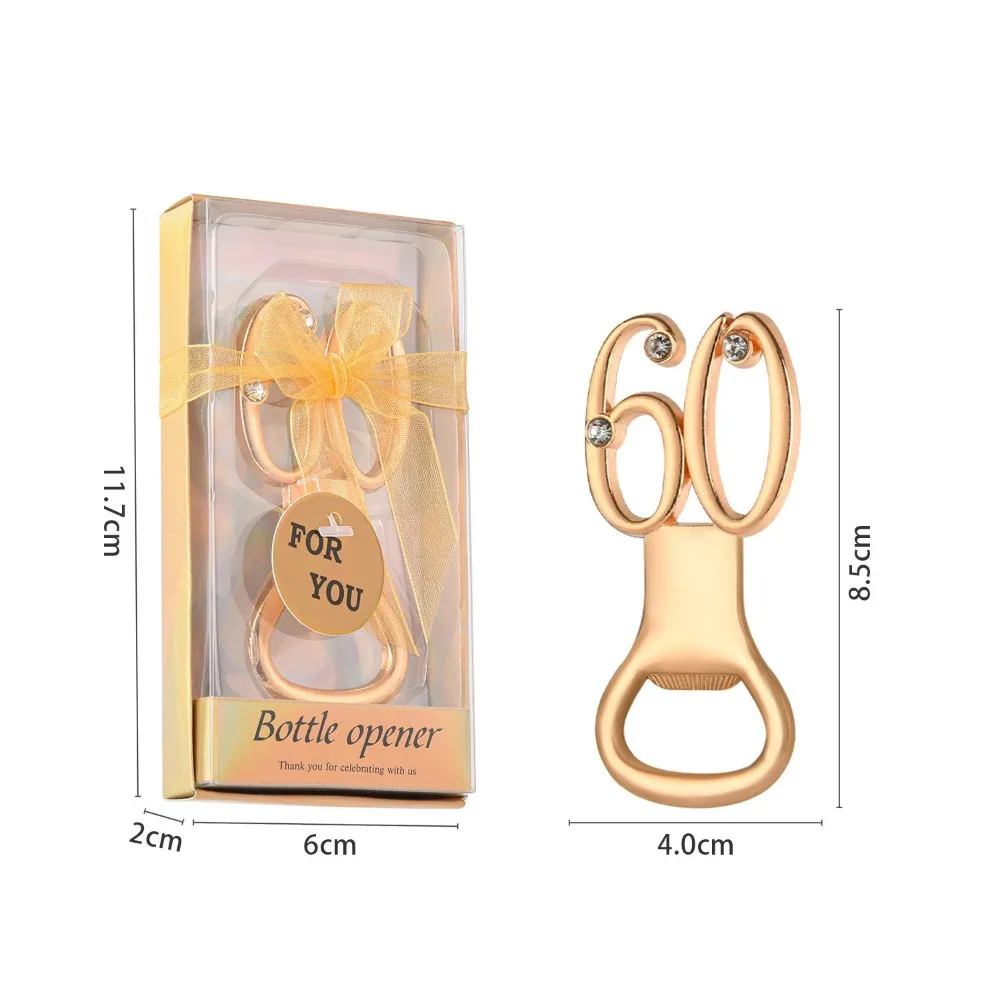 Golden Birthday Bottle Opener for 30th 40th 50th 60th 70th 80th Birthday Party Wedding Anniversary Decoration Favor Gift Guests