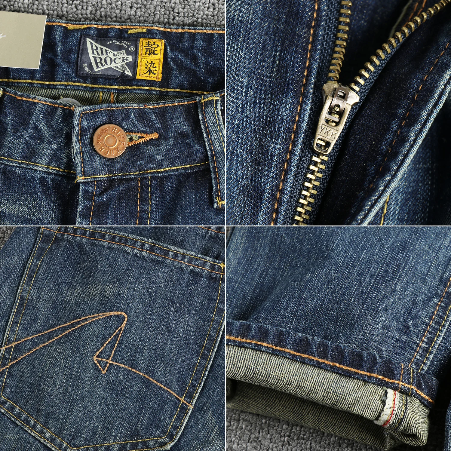 Lavaggio vintage per realizzare vecchi jeans da uomo con tasca senso del design, pantaloni casual a gamba dritta di tendenza americana