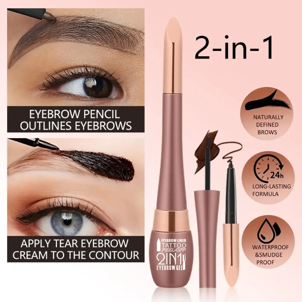 Waterdichte Tattoo Peel Off Brow Gel Wenkbrauwpotlood Set Blijvende Natuurlijke Look Tattoo Peel Off Wenkbrauw Pen Smudge-proof Wilde wenkbrauwen