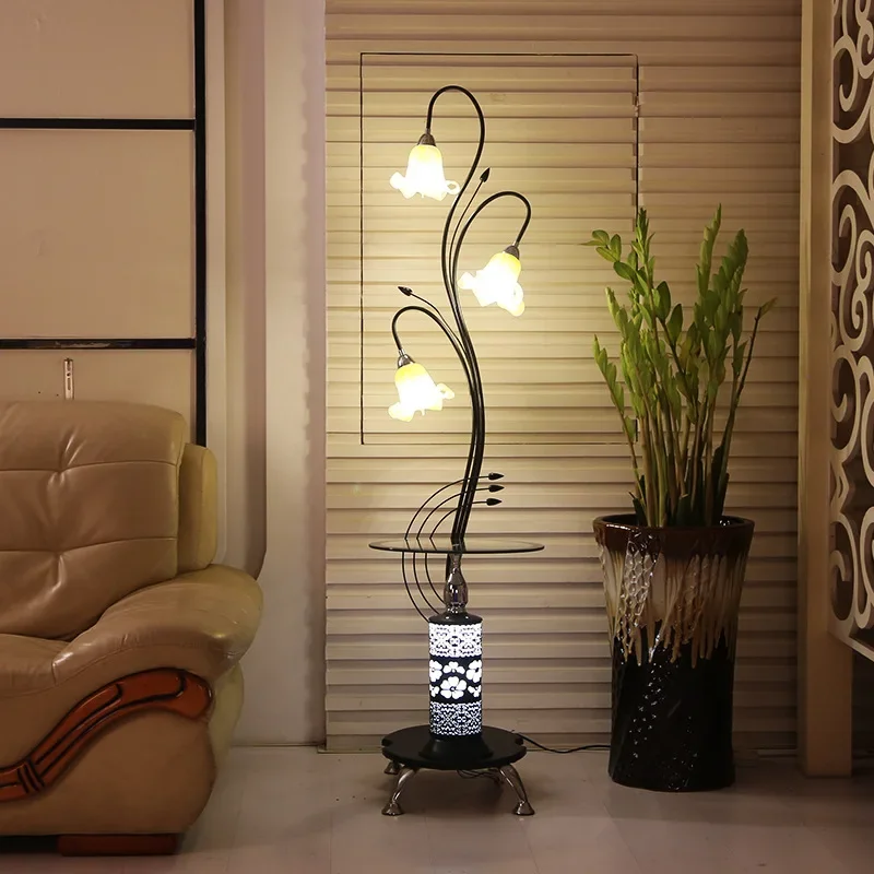 Nordic simple floor lamp creative warm wrought iron led lamp coffee table lamp bedroom living room dining room floor