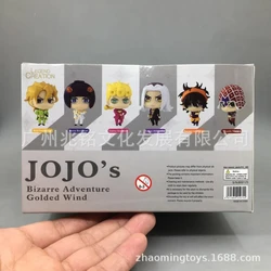 6pcs/set Anime JoJo's Bizarre Adventure Action Golden Wind Figures Q Version Twisted Egg Doll Pvc Action Figures Toy Model boxed