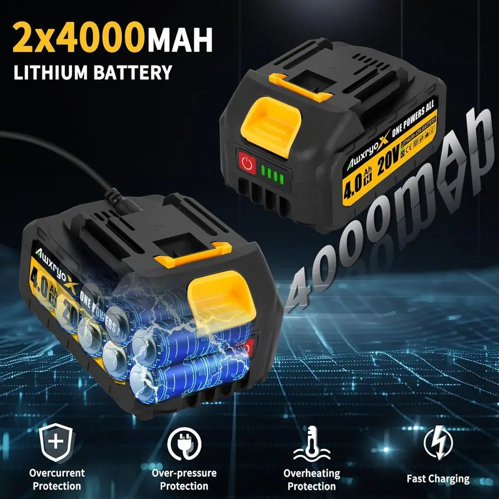 منشار كهربائي صغير 8 بوصة و6 بوصات بدون فرش، بطارية 2 × 4.0 أمبير مطورة لعام 2025، منشار لاسلكي صغير محمول باليد مع 4 × لوحة توجيه، كهربائي