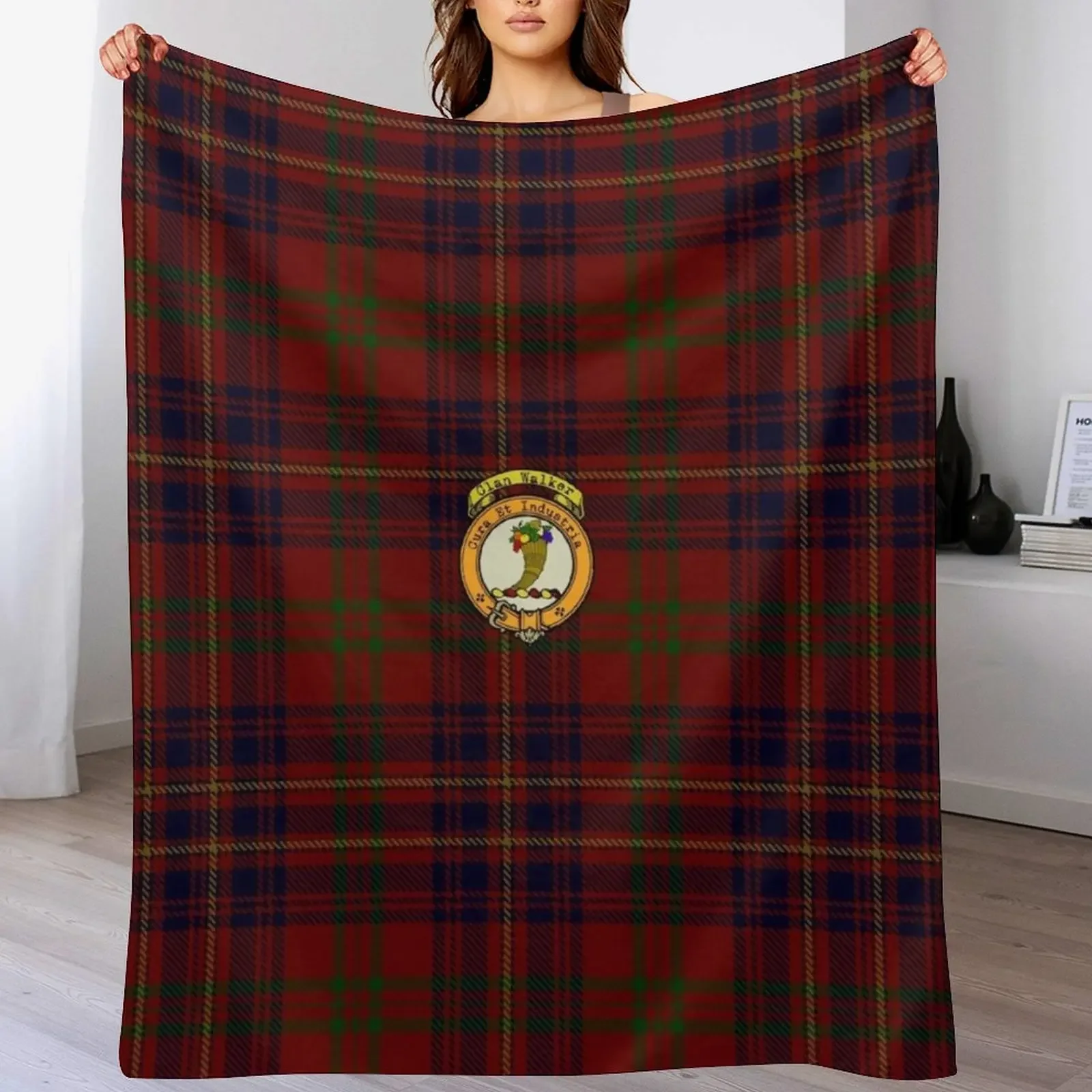 

Walker Scottish Tartan and Crest Throw Blanket Fluffy Cozy Throw Blanket for Home Decor