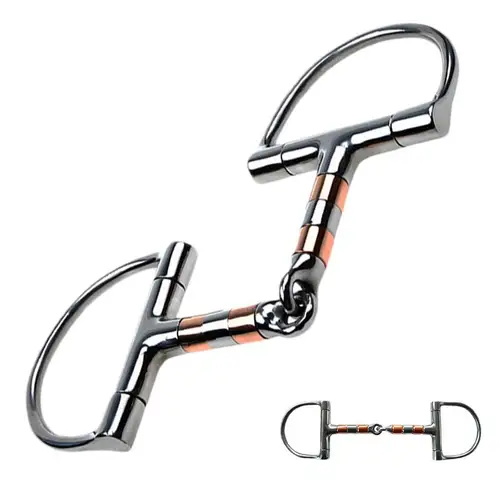 Broca para aperitivos de caballo, anillo en D, rodillo de broca para boca con articulación única de cobre, brocas para aperitivos con anillo en D para suministros ecuestres