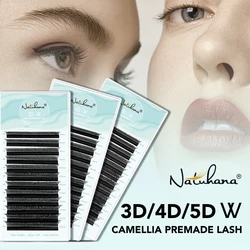 NATUHANA W-shape Matte Eyelash Extension 3D 4D 5D W Camellia Eyelashes Premade Volume Fan Soft Mink False Lashes