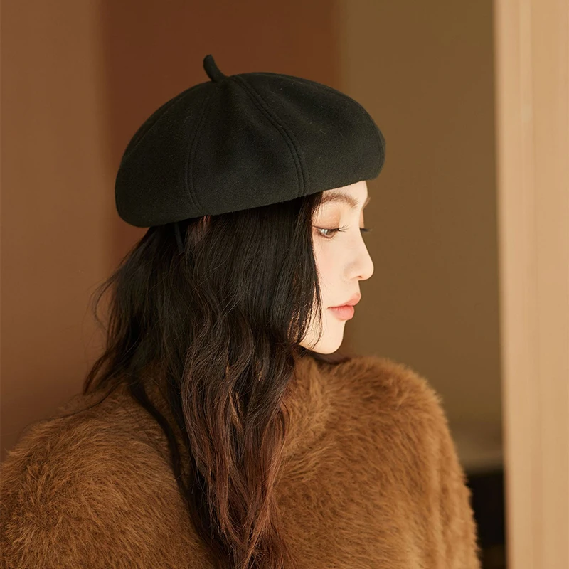 Cotton Women Berets Winter Hats Vintage French Plaid Top Cap Painter Hat Autumn Winter Street Octagonal Beret Caps