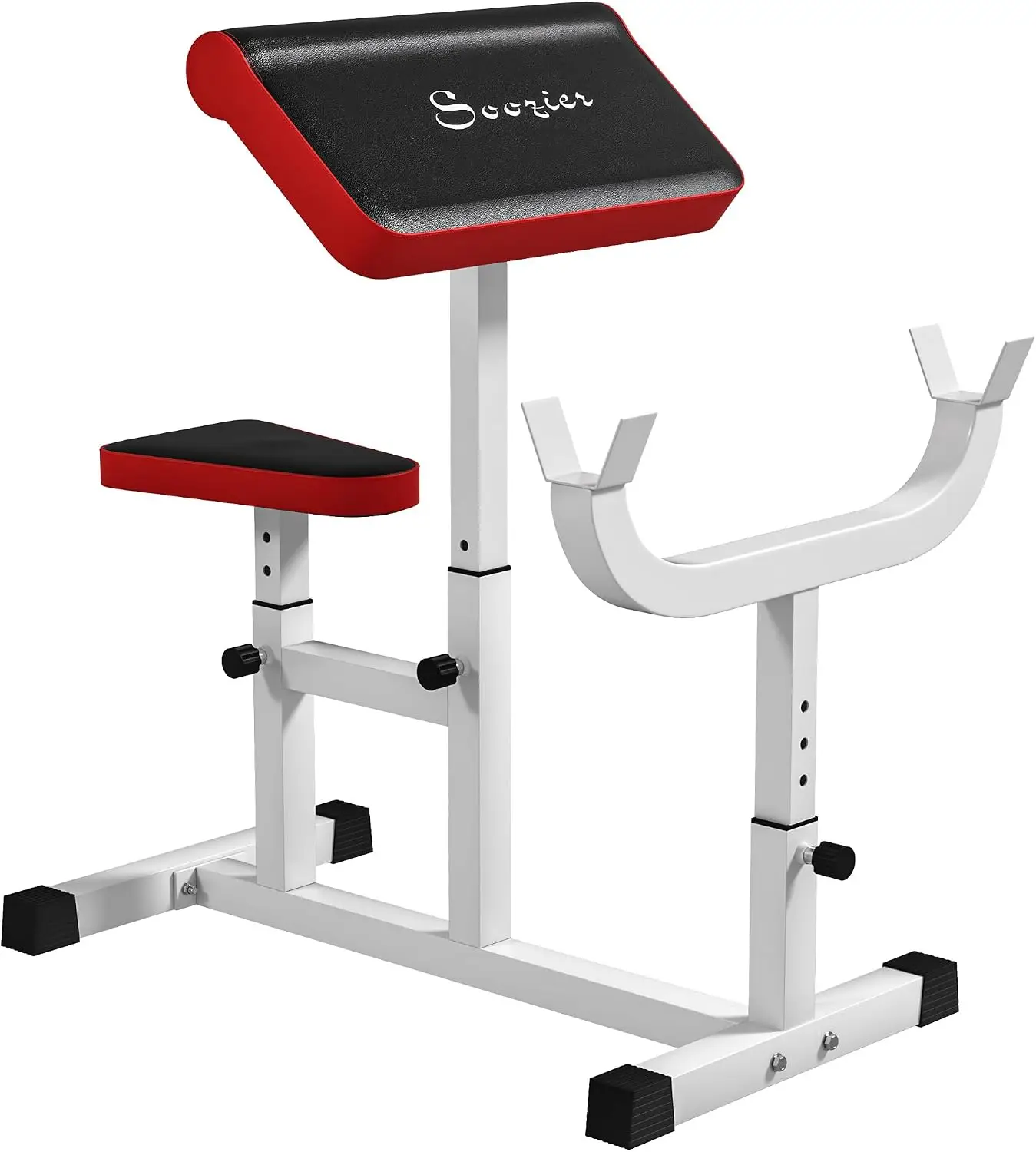 Adjustable Preacher Curl Bench with Barbell Rack, 265 lbs, Multi-Position Seat & Armrest