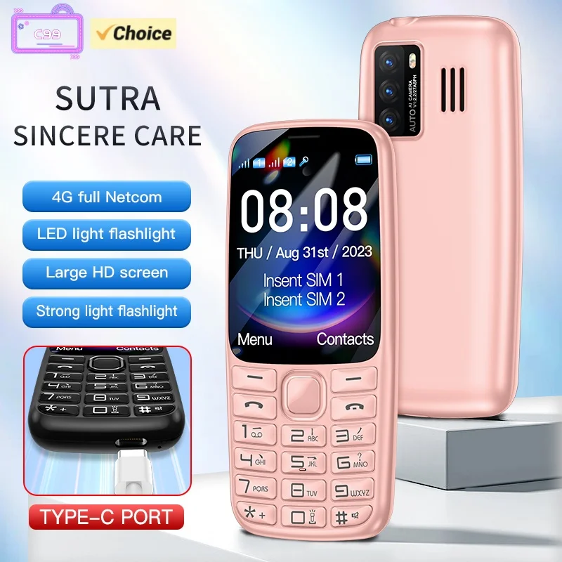 C99(H11) 4G Button Phone 2.4inches TFT Screen Dual SIM Dual Standby Voice King Alarm Clock 1500mAh Battery Mini Torch Phone