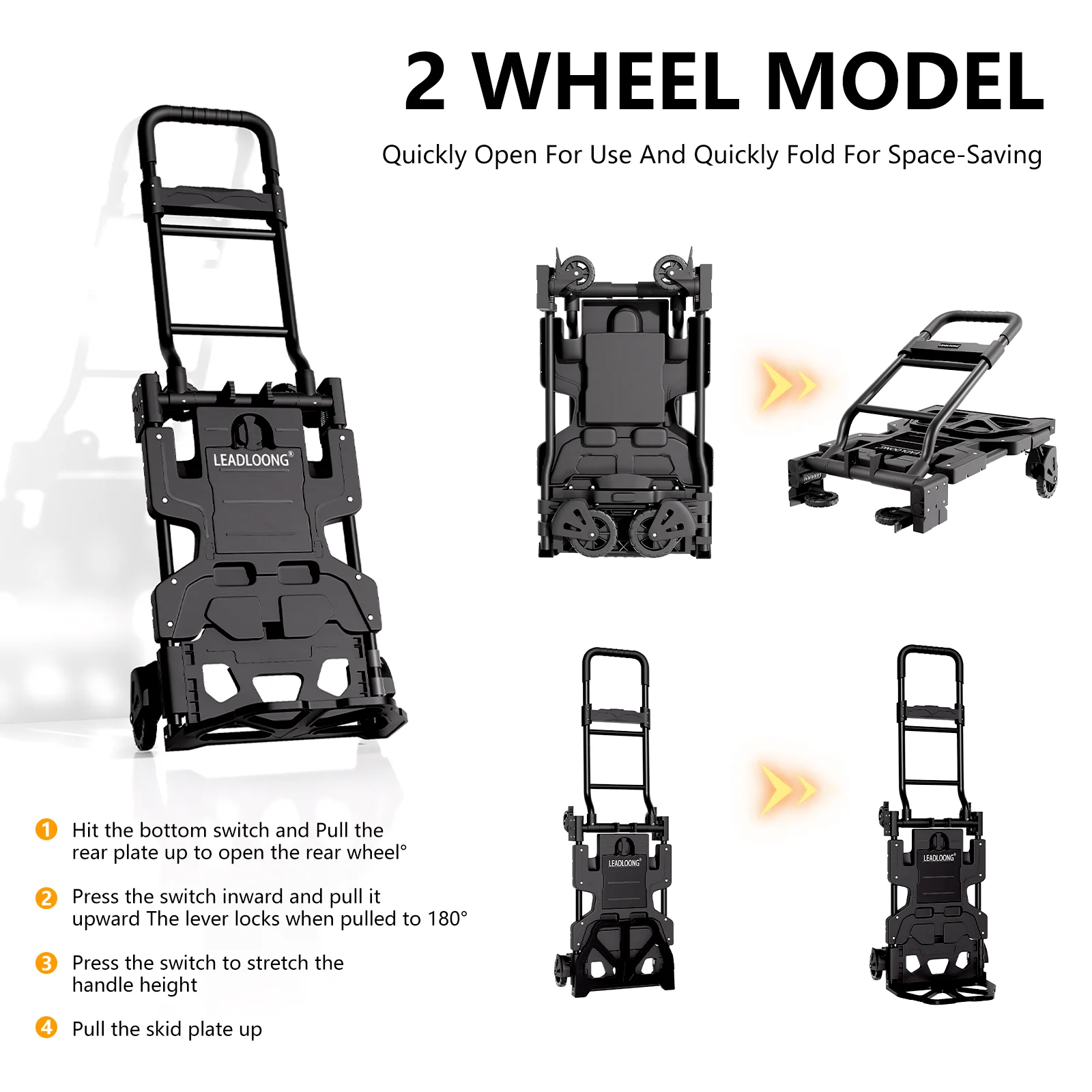 LEADLOONG Portable Foldable Tool Cart with Collapsible Basket