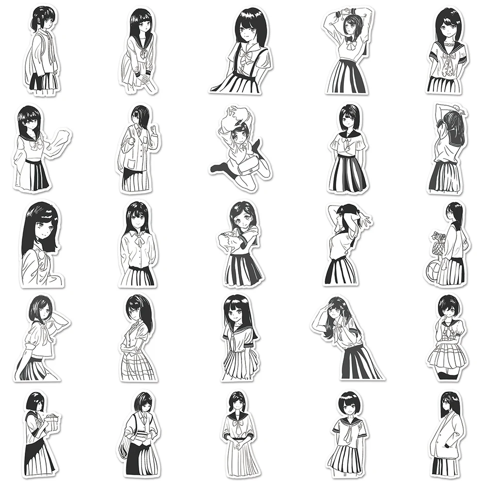 10/30/50 pçs bonito anime jk uniforme meninas adesivos kawaii dos desenhos animados adesivo diy scrapbooking telefone portátil graffiti decalques brinquedos presente