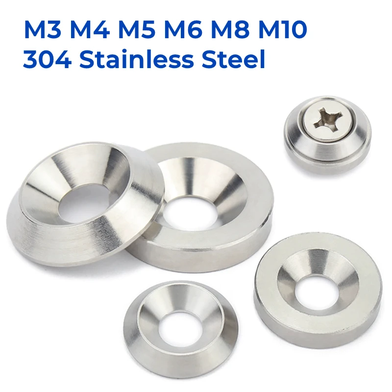M3 M4 M5 M6 M8 M10 304 Stainless Steel Countersunk Washer Concave Convex Conical Washers Conical Flat Solid Head Gasket