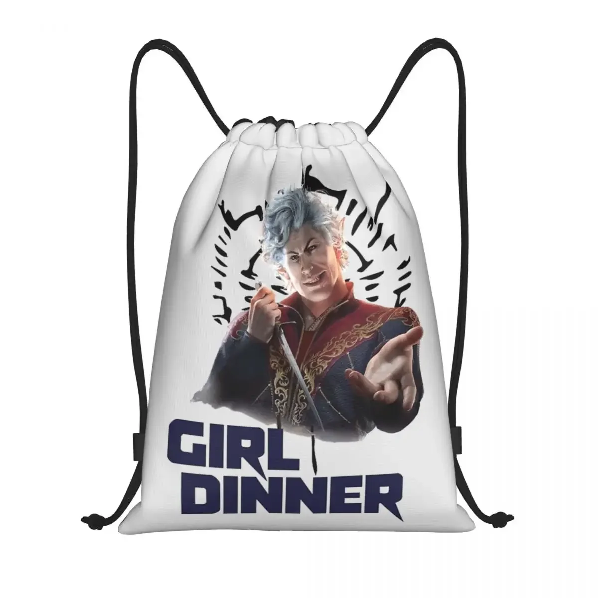 

Astarion Girl Dinner Drawstring Bags Sports Backpack Gym Sackpack Baldurs Gate BG3 String Bag for Exercise