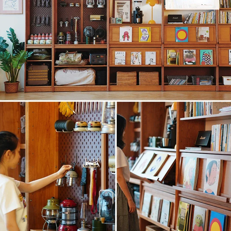 

Congshan bookcase, solid wood bookshelf whole wall combination cabinet display cabinet cherry wood full wall glass cabinet door