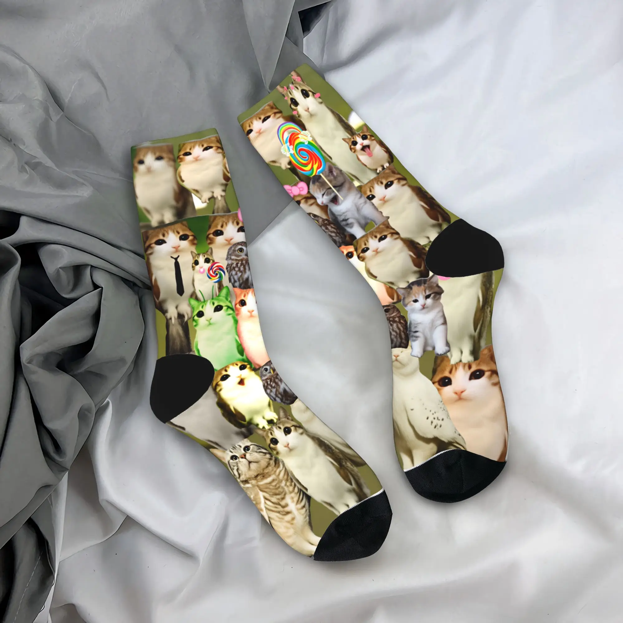 

Meowl Cat And Owl Collage Socks Anti Skid Stockings Men Breathable Outdoor Socks Winter Kawaii Printed Socks