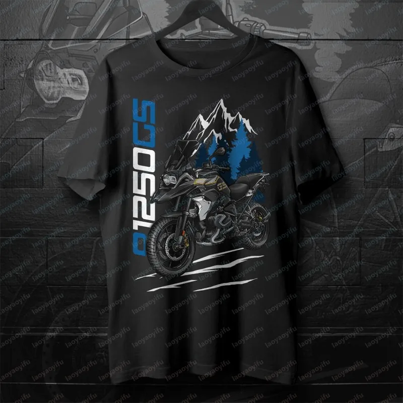 Fashion Motorcycle T-shirt for R1250GS Fans and Riders Short-sleeve Tees Motorcycle Mountain Shirt Biker Enthusiast Casual Tops